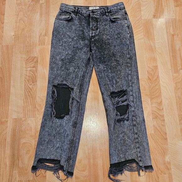 Free People We The Free Maggie Mid-Rise Ripped Straight Jeans Womens 27 Cropped - Picture 4 of 16